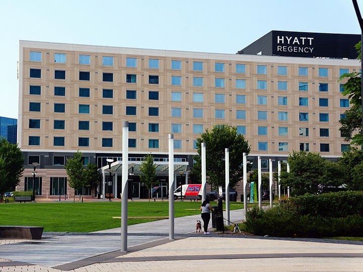 Hyatt Regency Minneapolis Hotel seen from the Metro Transit station
