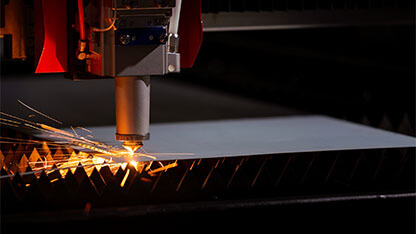 Image of cutting metal with plasma laser